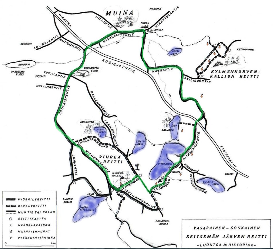 Seitsemän järven reitti -kartta